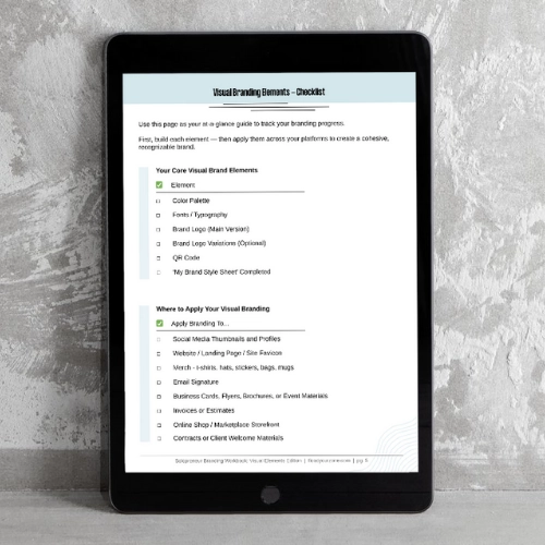 Branding for Solopreneurs Visual Brand Elements Workbook by Flood Your Zone